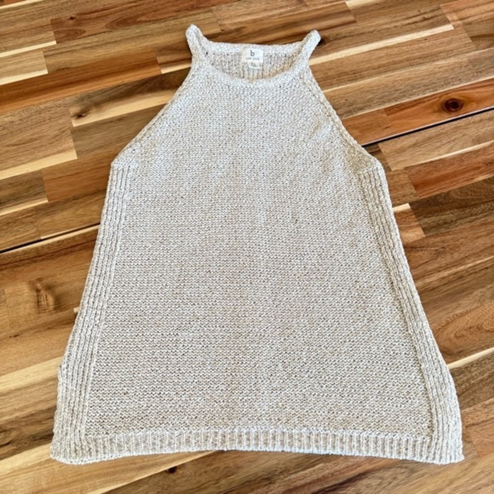 B New York Open Knit Tank Top Cream Oatmeal Neutral Sleeveless Size L | Coastal